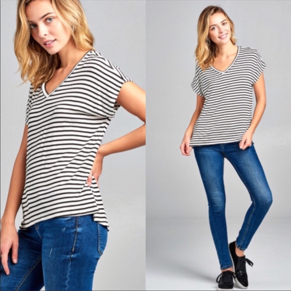 Black & White Striped Dolman Top